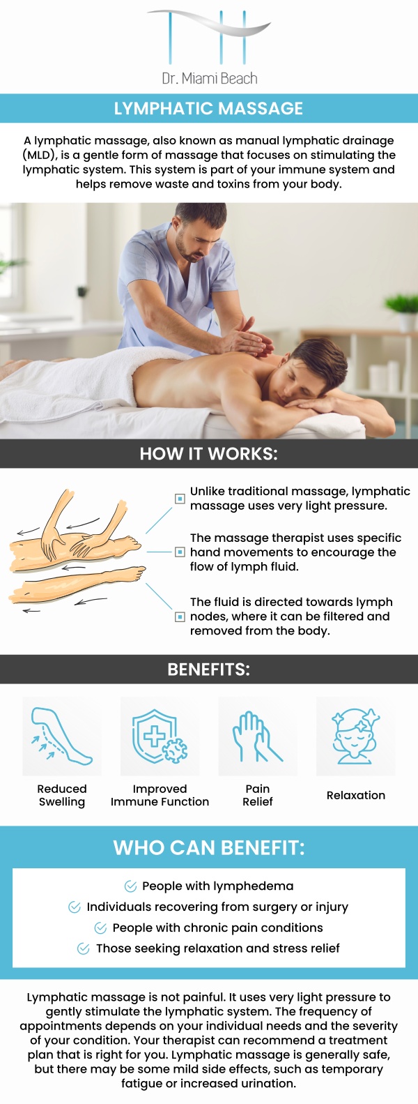 Common questions asked by clients: What are the benefits of post-op lymphatic massage after surgery? How soon after surgery can I begin post-op lymphatic massage? Is post-op lymphatic massage painful, or should I expect discomfort? How many sessions of post-op lymphatic massage are typically recommended for optimal recovery? For more information, contact us or schedule an appointment online. We are conveniently located at 400 W. 41St Street, Suite #412, Miami Beach, FL 33140. We serve clients from Miami FL, Brickell FL, Bay Harbor Islands FL, Coral Gables FL, Sunny Isles FL, Key Biscayne FL, and surrounding areas. Common questions asked by clients: What are the benefits of post-op lymphatic massage after surgery? How soon after surgery can I begin post-op lymphatic massage? Is post-op lymphatic massage painful, or should I expect discomfort? How many sessions of post-op lymphatic massage are typically recommended for optimal recovery? For more information, contact us or schedule an appointment online. We are conveniently located at 400 W. 41St Street, Suite #412, Miami Beach, FL 33140. We serve clients from Miami FL, Brickell FL, Bay Harbor Islands FL, Coral Gables FL, Sunny Isles FL, Key Biscayne FL, and surrounding areas.