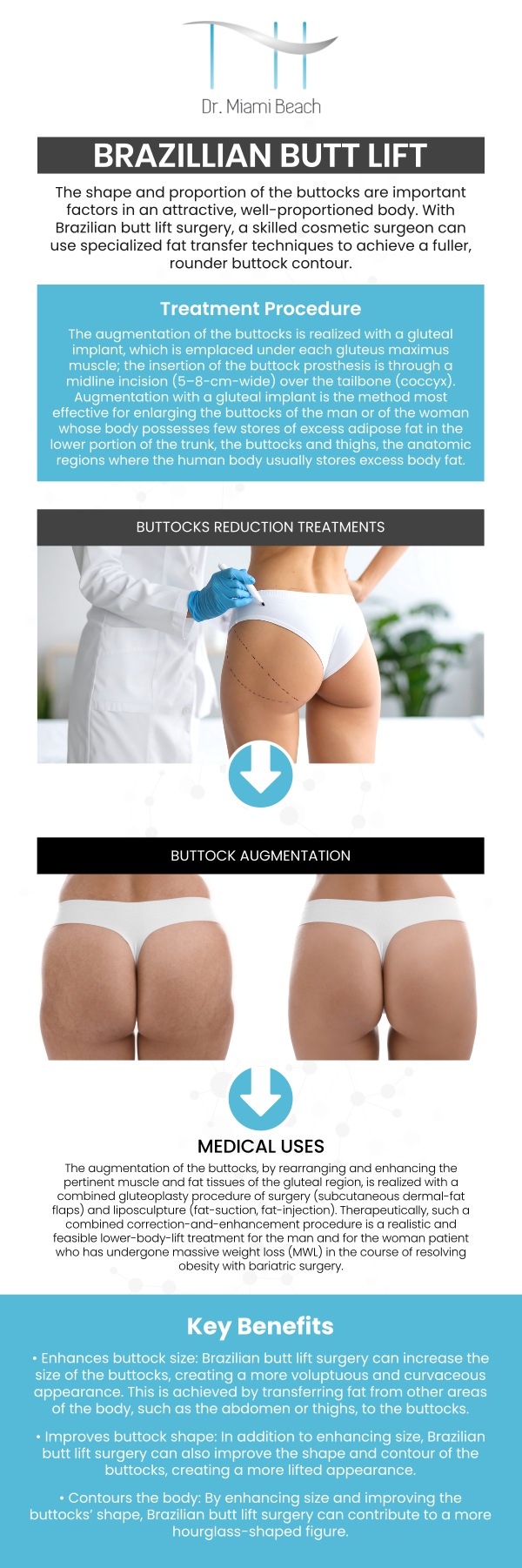 Elevate your curves with the Miami Butt Lift, an exclusive refinement of the traditional Brazilian Butt Lift that prioritizes both breathtaking aesthetics and uncompromising safety. Our experienced team meticulously contours your physique, utilizing your body's own natural fat to craft a beautifully proportioned, voluminous backside. For more information, contact us or schedule an appointment online. We are conveniently located at 400 W. 41St Street, Suite #412, Miami Beach, FL 33140.